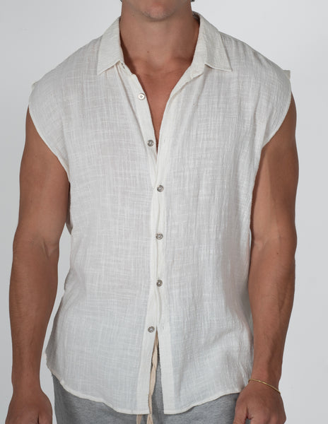 Cotton Rami Sleeveless Shirt