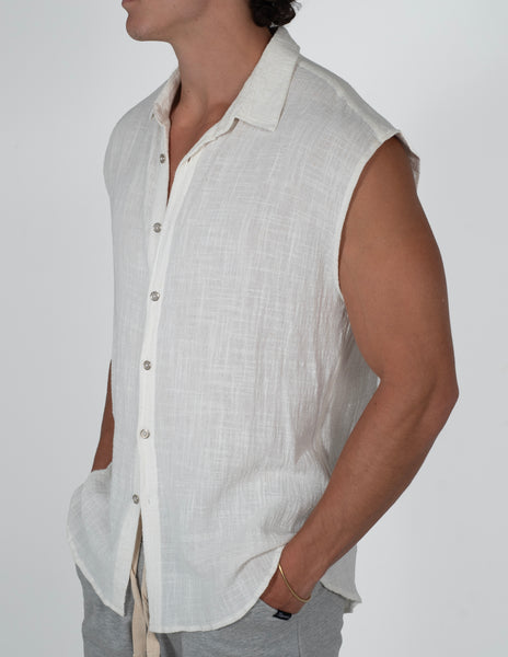 Cotton Rami Sleeveless Shirt