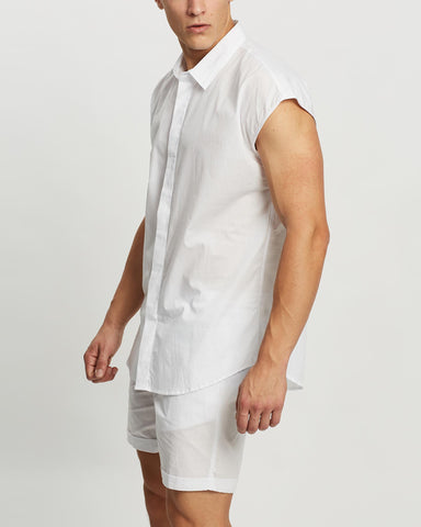 Sleeveless Button-Up Shirt